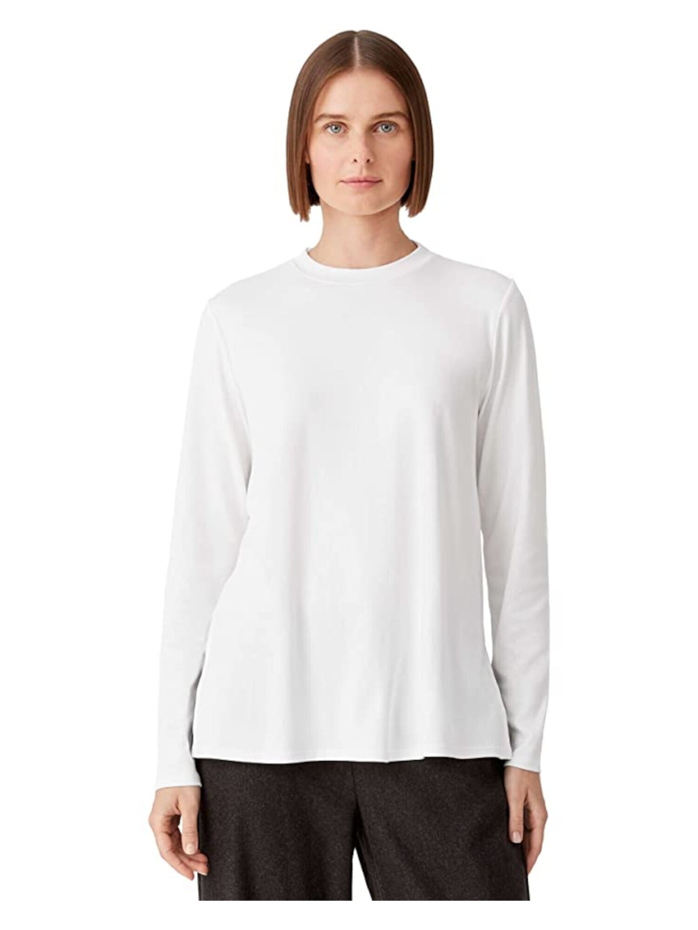 EILEEN FISHER Womens White Crew Neck Top XXS