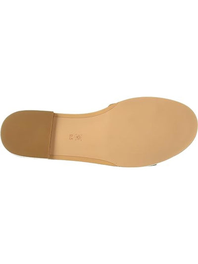 BCBGENERATION Womens Beige Metallic Chain Detailing Zahara Round Toe Slip On Slide Sandals 7.5 B