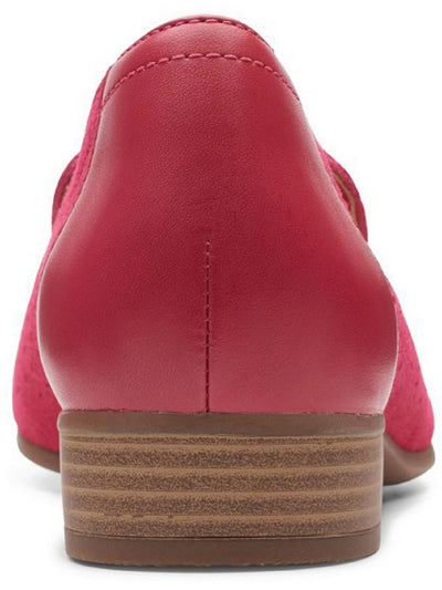 CLARKS COLLECTION Womens Pink Notched Moisture Wicking Perforated Padded Juliet Hayes Square Toe Stacked Heel Slip On Leather Loafers Shoes 9.5 M