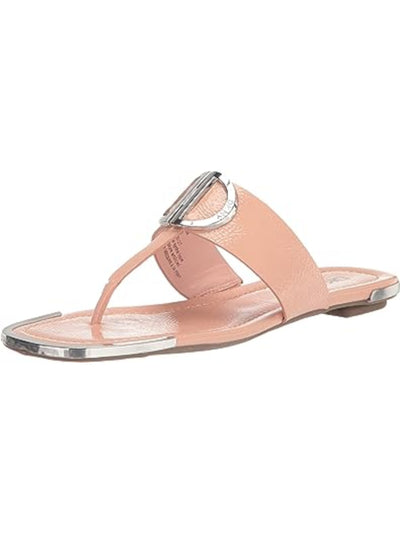 DKNY Womens Pink Metallic Halcott Square Toe Slip On Thong Sandals Shoes 5.5