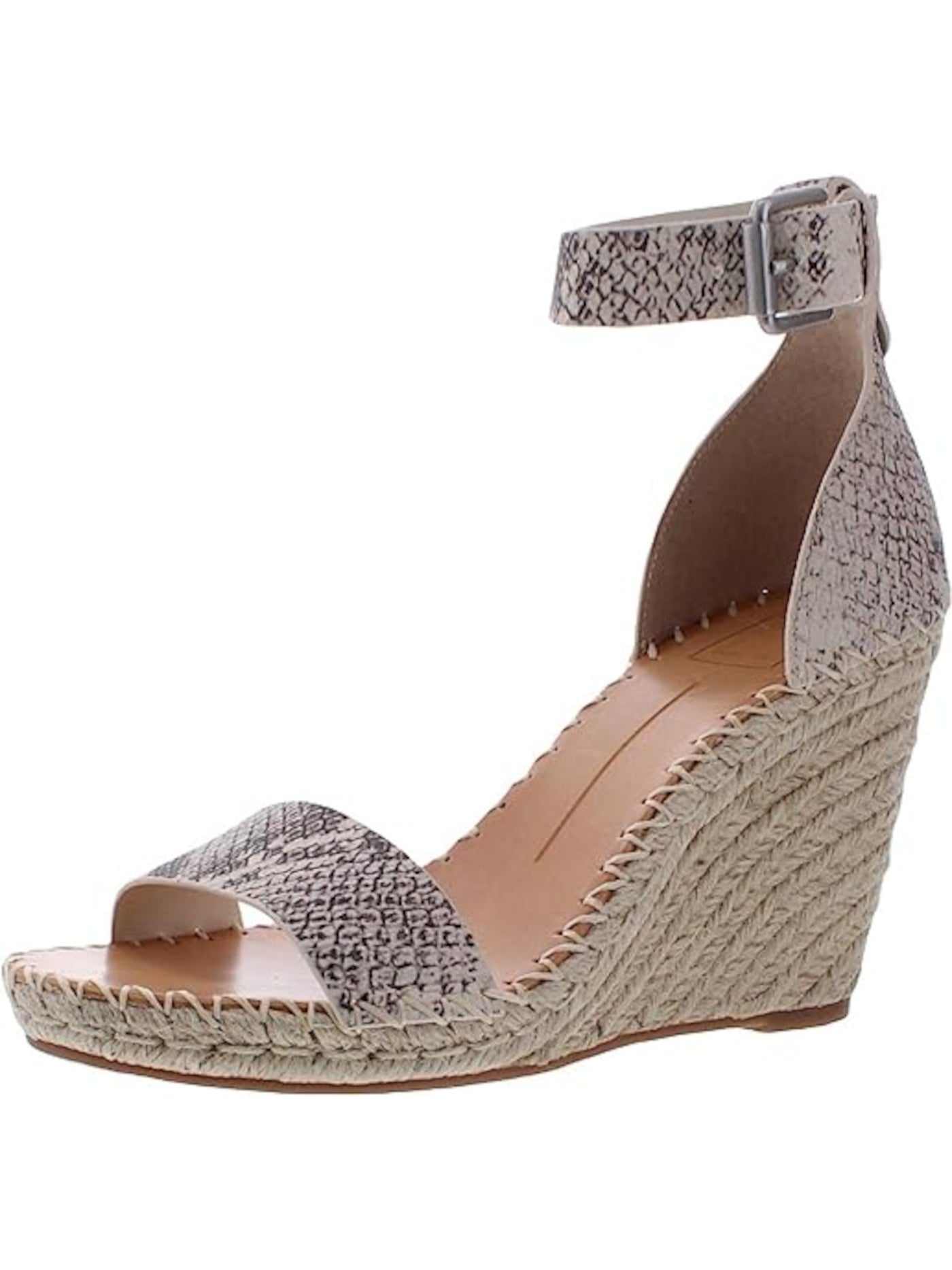 DOLCE VITA Womens Beige Snake 1/2" Platform Ankle Strap Noor Round Toe Wedge Buckle Leather Espadrille Shoes 11