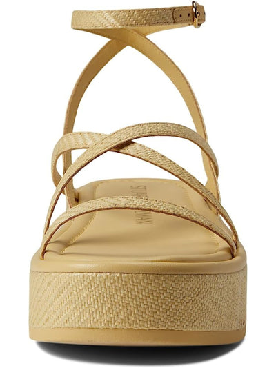 STUART WEITZMAN Womens Beige 1-1/2" Platform Strappy Padded Summerlift Round Toe Wedge Buckle Espadrille Shoes 10 M