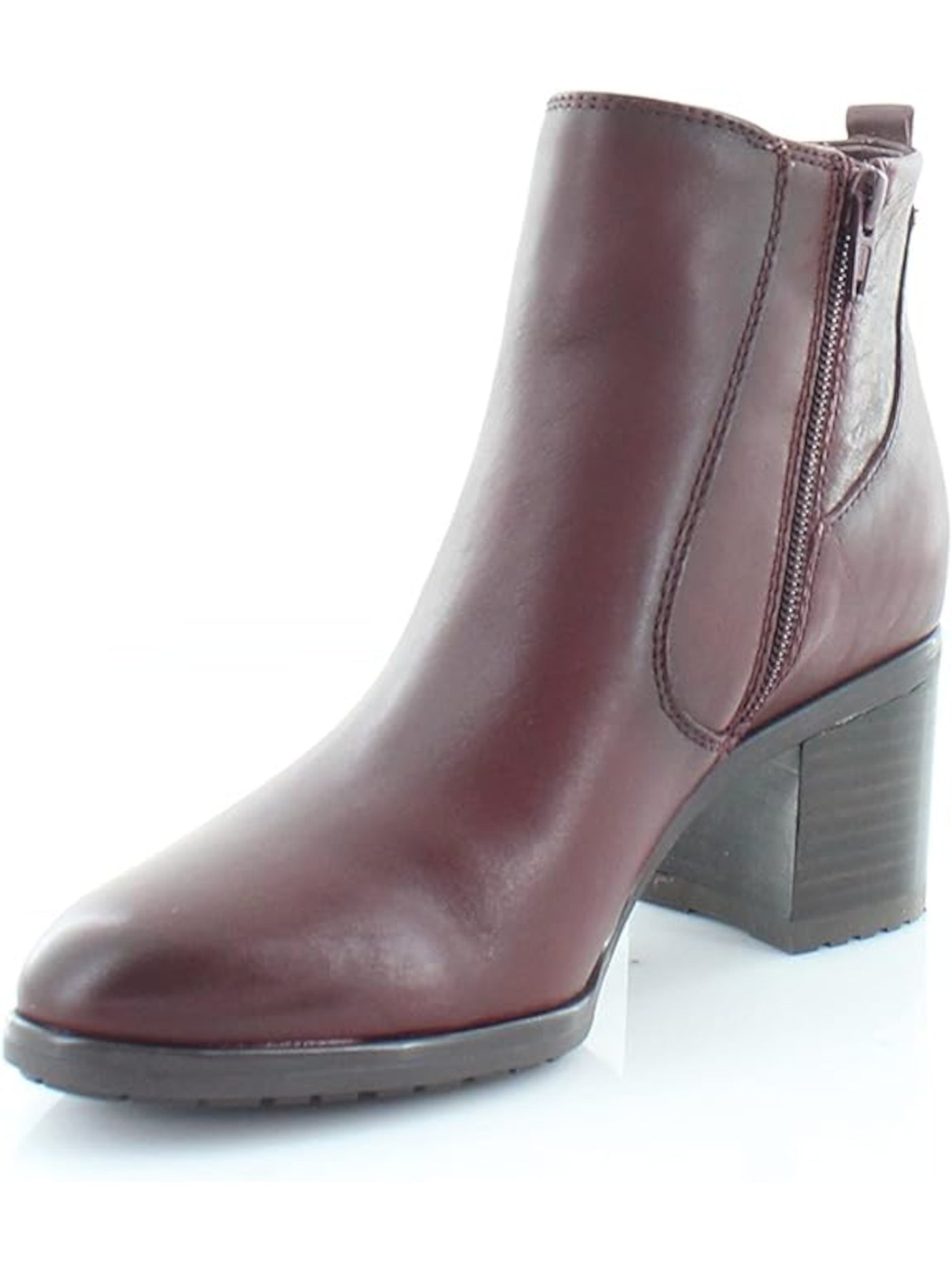 NATURALIZER Womens Burgundy Cushioned Removable Insole Non-Slip Laura Almond Toe Block Heel Zip-Up Leather Booties 8 M