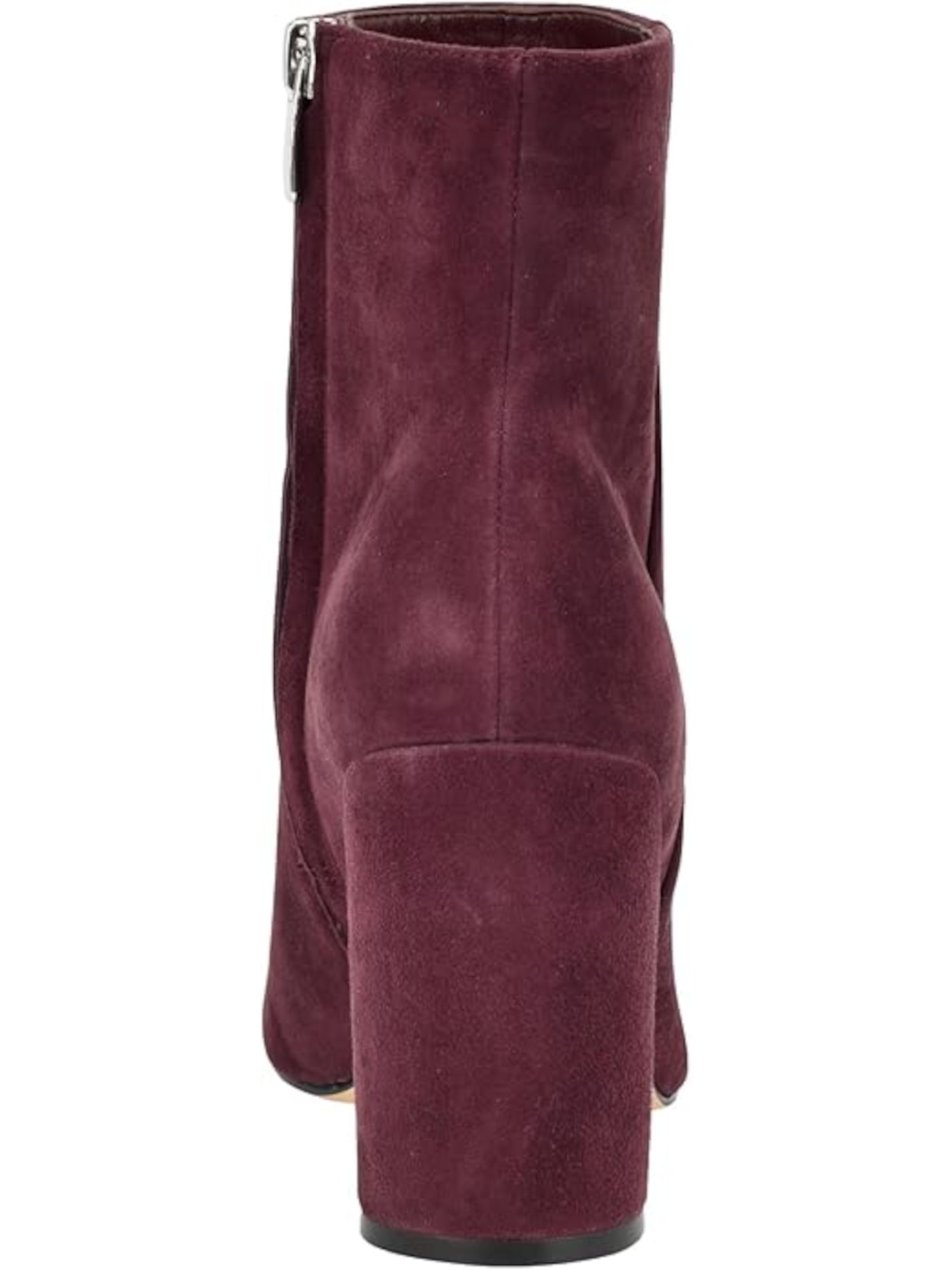 NINE WEST Womens Burgundy Padded Yast Almond Toe Flare Zip-Up Leather Dress Booties 9 M