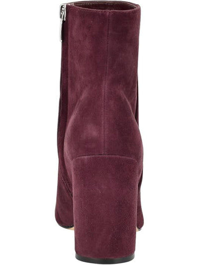 NINE WEST Womens Burgundy Padded Yast Almond Toe Flare Zip-Up Leather Dress Booties 9 M