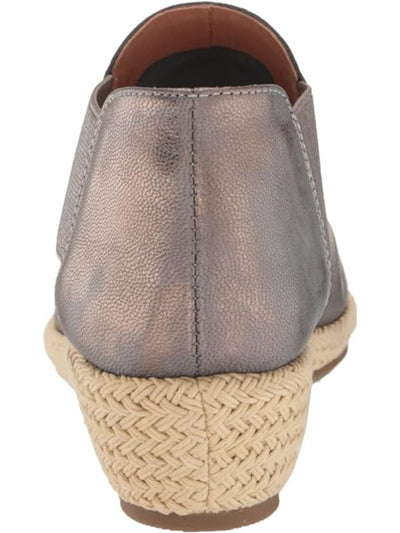 GENTLE SOULS KENNETH COLE Womens Gray Espadrille  Cushioned Goring Cut Out Noa Peep Toe Wedge Slip On Leather Shootie 8.5 M