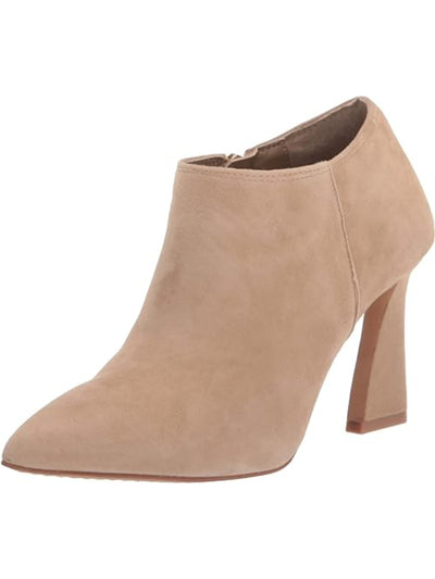 VINCE CAMUTO Womens Beige Padded Temindal Pointed Toe Sculpted Heel Zip-Up Leather Booties 5.5 M