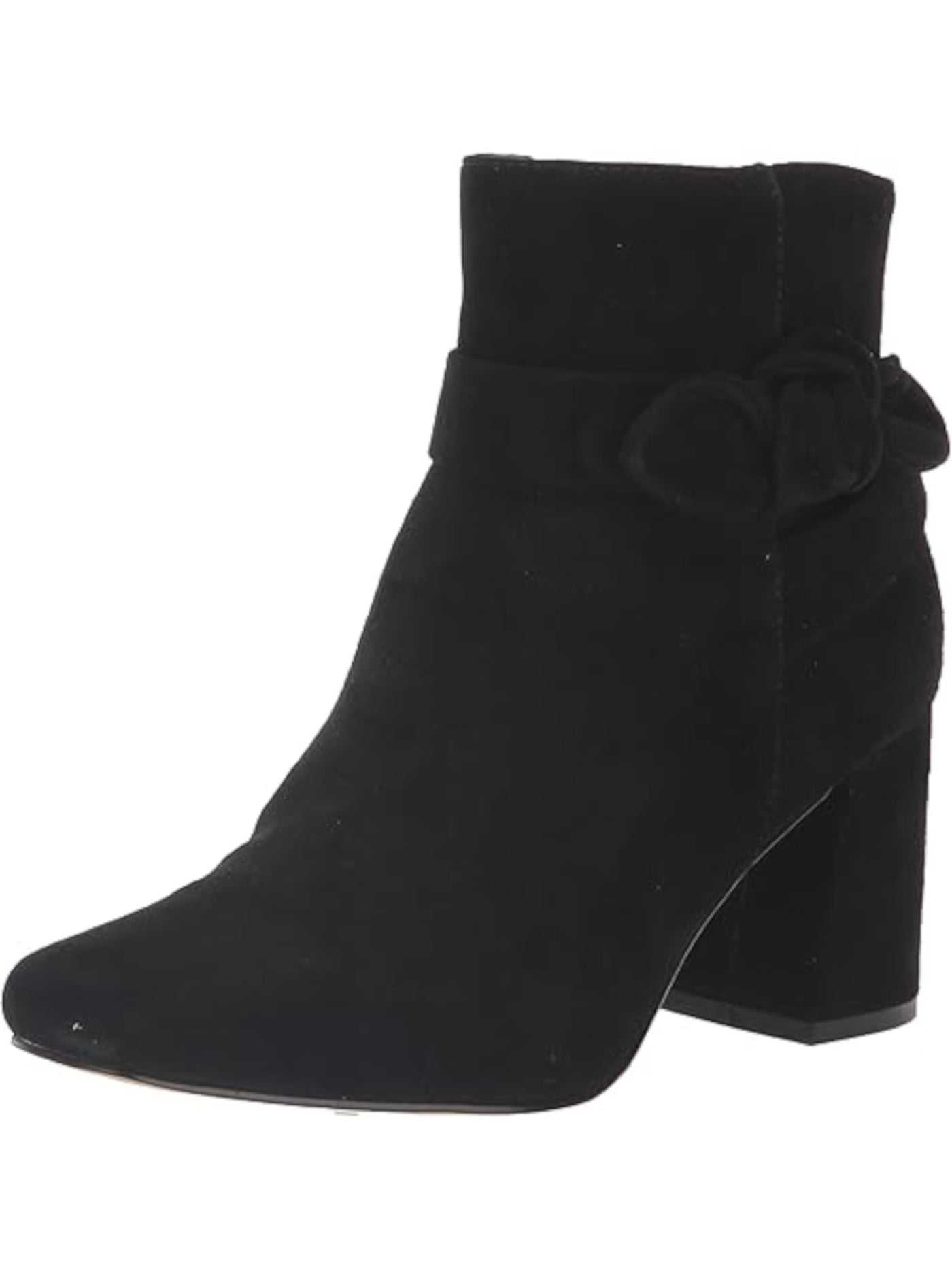 BELLA VITA Womens Black Bow Accent Cushioned Square Toe Block Heel Zip-Up Leather Dress Booties 8.5 WW