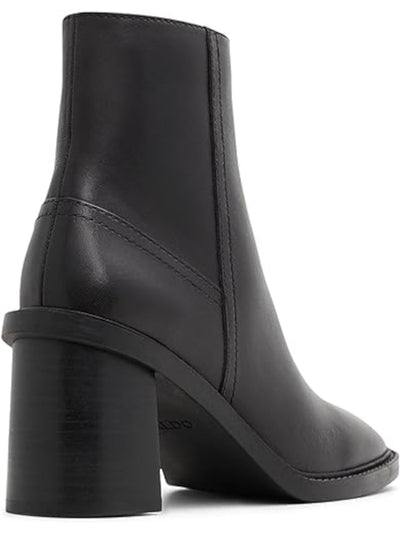 ALDO Womens Black Arch Support Removable Insole Cushioned Filly Round Toe Block Heel Zip-Up Leather Booties 7.5