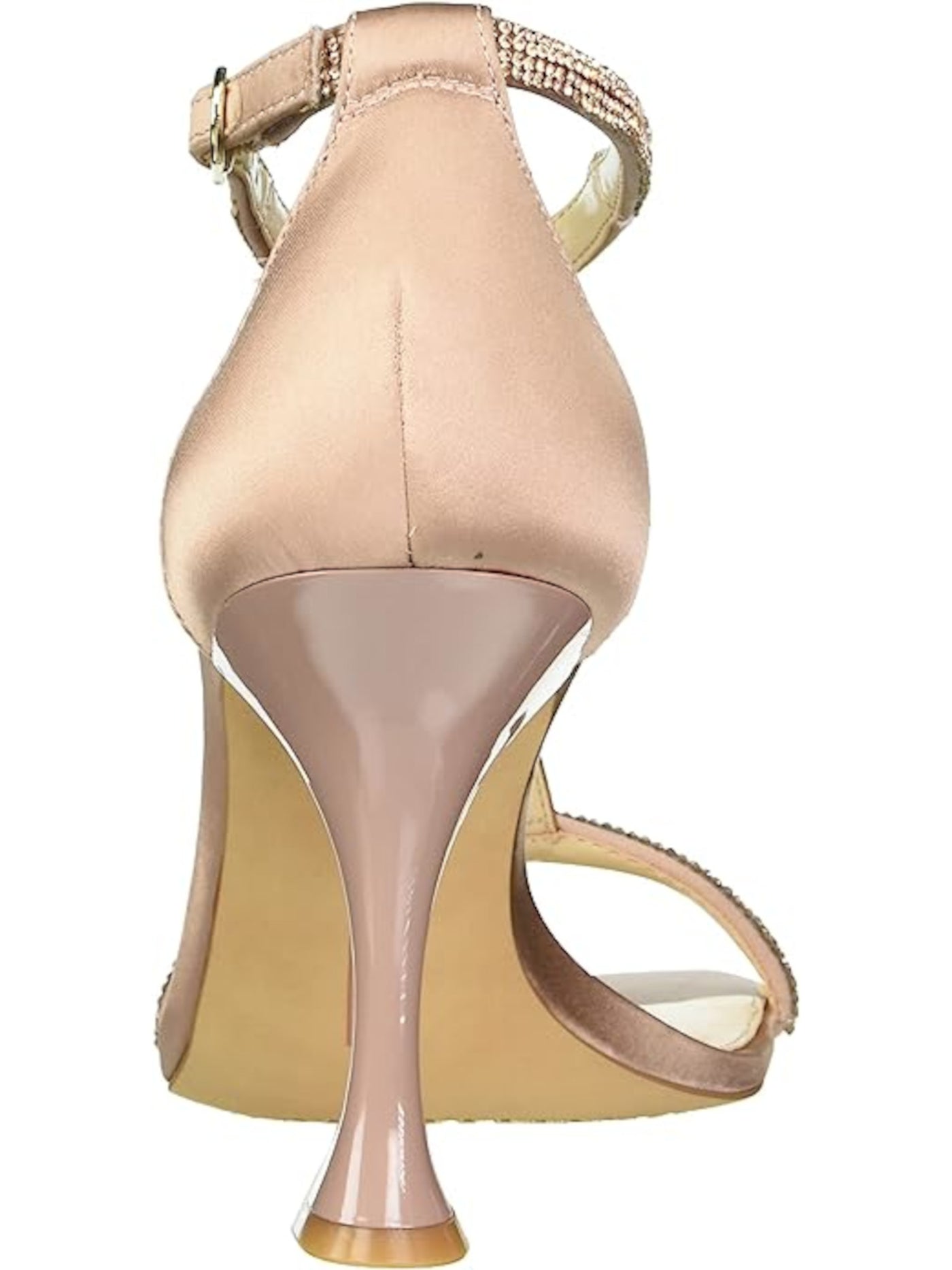 VINCE CAMUTO Womens Pink Rhinestone T-Strap Sorthand Square Toe Flare Buckle Dress Heeled Sandal 9.5 M