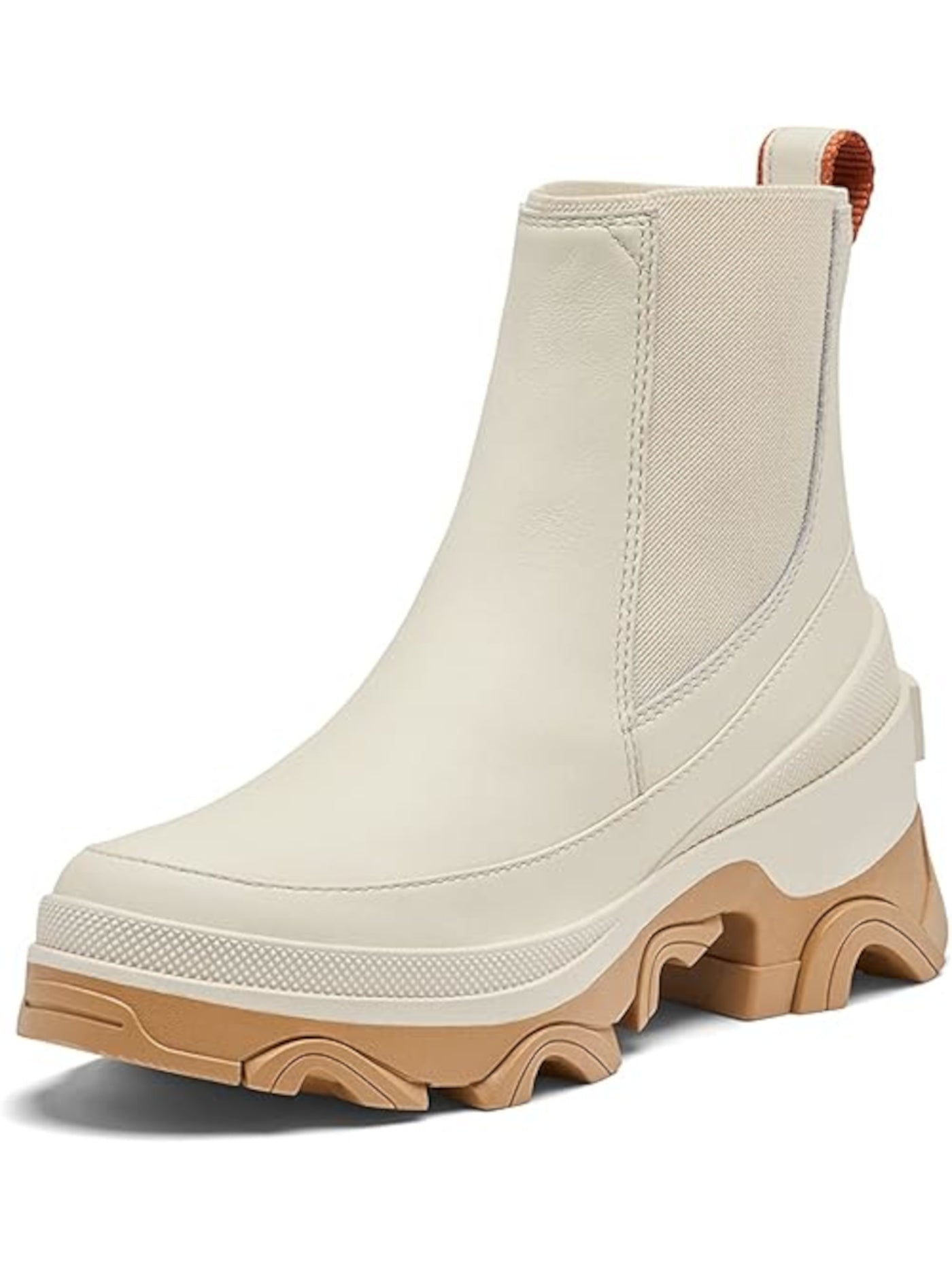 SOREL Womens Ivory 1-1/2" Platform Goring Removable Cushioned Insole Arch Support Waterproof Slip Resistant Brex Round Toe Block Heel Leather Chelsea Boot 6