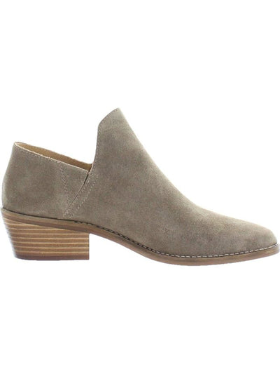 LUCKY BRAND Womens Beige Western Inspiration Comfort Fausst Almond Toe Block Heel Slip On Leather Booties 8.5 M