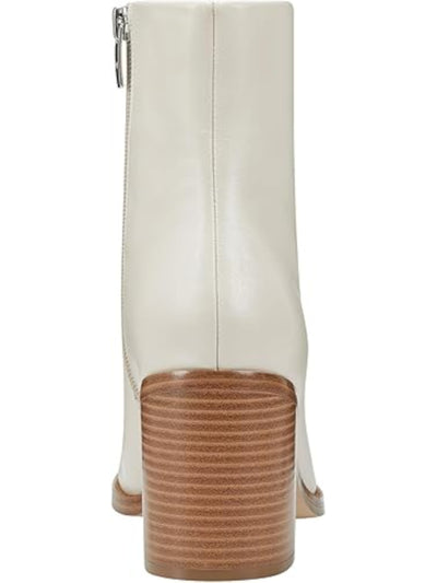 MARC FISHER Womens Beige Padded Lianna Square Toe Block Heel Zip-Up Leather Dress Boots 8 M