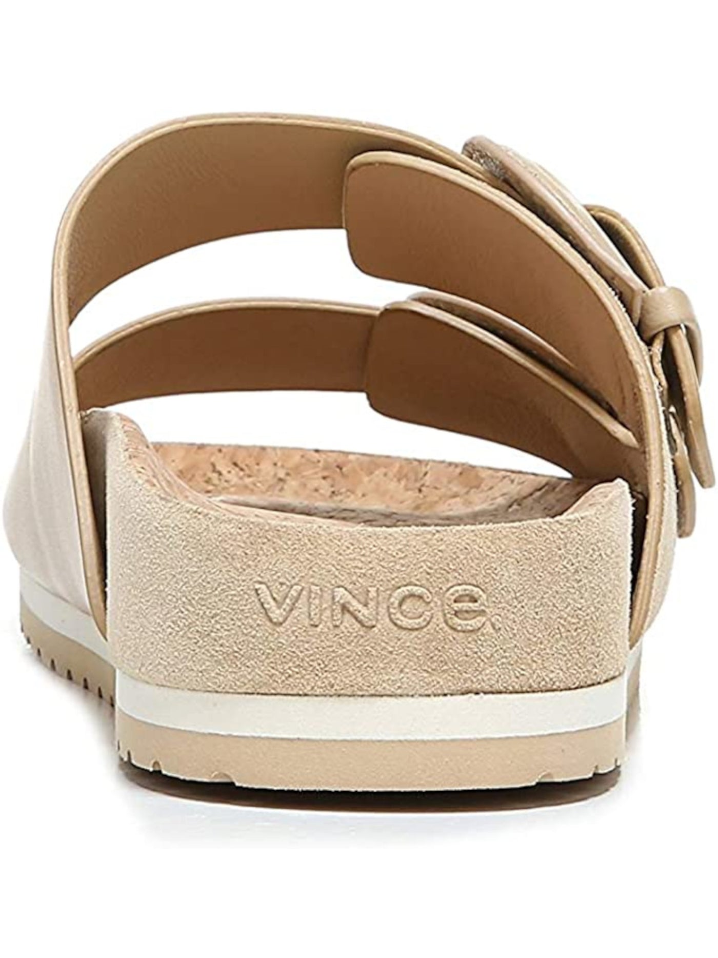 VINCE. Womens Beige Buckle Accent Comfort Glyn Round Toe Wedge Slip On Leather Slide Sandals Shoes 6.5 M