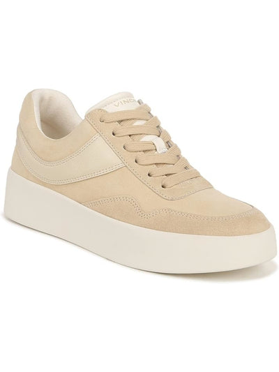 VINCE. Womens Beige Mixed Media 1-1/2" Platform Padded Warren Court Round Toe Wedge Lace-Up Leather Sneakers Shoes 7 M