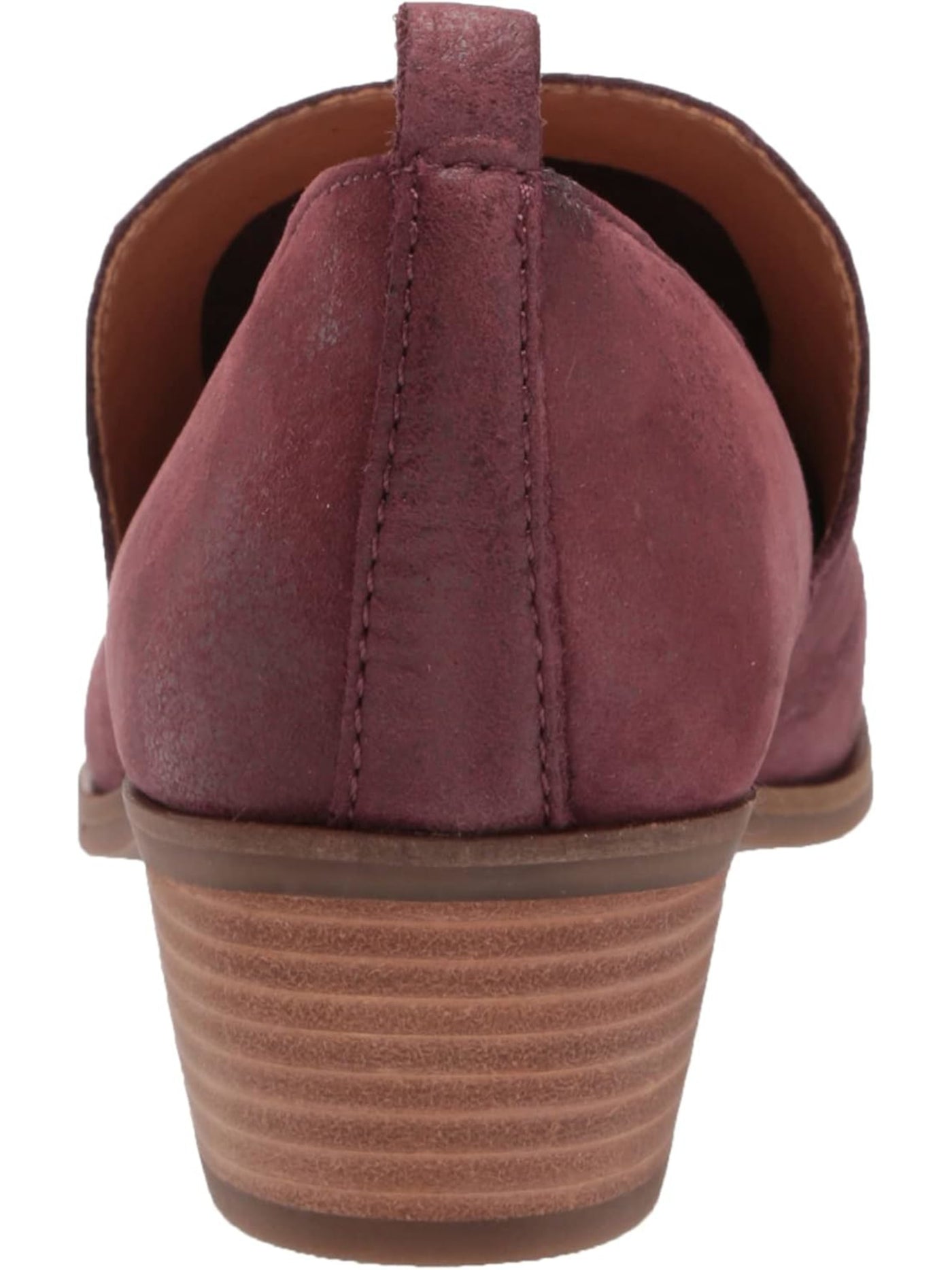 LUCKY BRAND Womens Maroon Side Cutouts Pull Tab Padded Mahzan Almond Toe Block Heel Slip On Leather Shootie 5.5 M