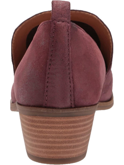 LUCKY BRAND Womens Maroon Side Cutouts Pull Tab Padded Mahzan Almond Toe Block Heel Slip On Leather Shootie 5.5 M