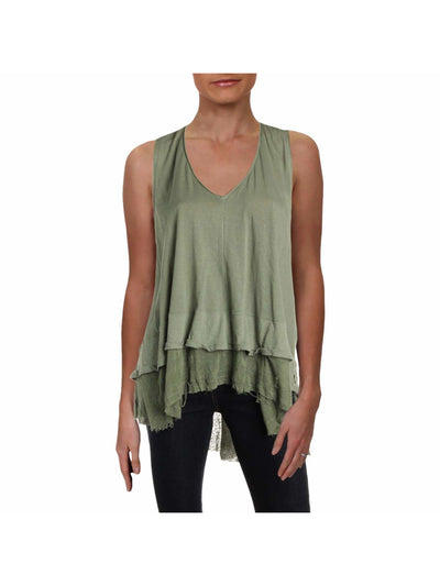 WE THE FREE Womens Green Sleeveless V Neck Top S