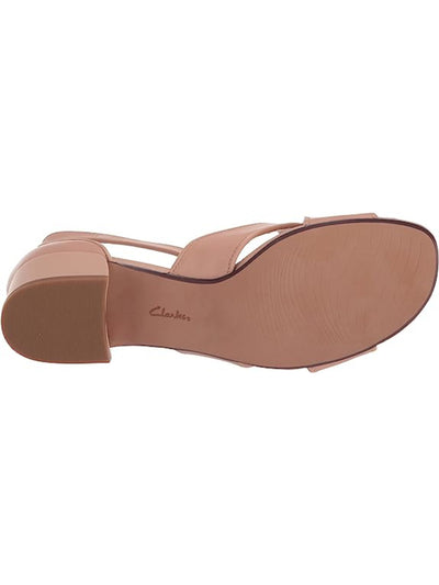 COLLECTION BY CLARKS Womens Pink Cushioned Adjustable Ankle Strap Caroleigh Rise Open Toe Block Heel Leather Heeled M