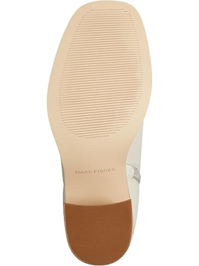 MARC FISHER Womens Beige Padded Lianna Square Toe Block Heel Zip-Up Leather Dress Heeled Boots M