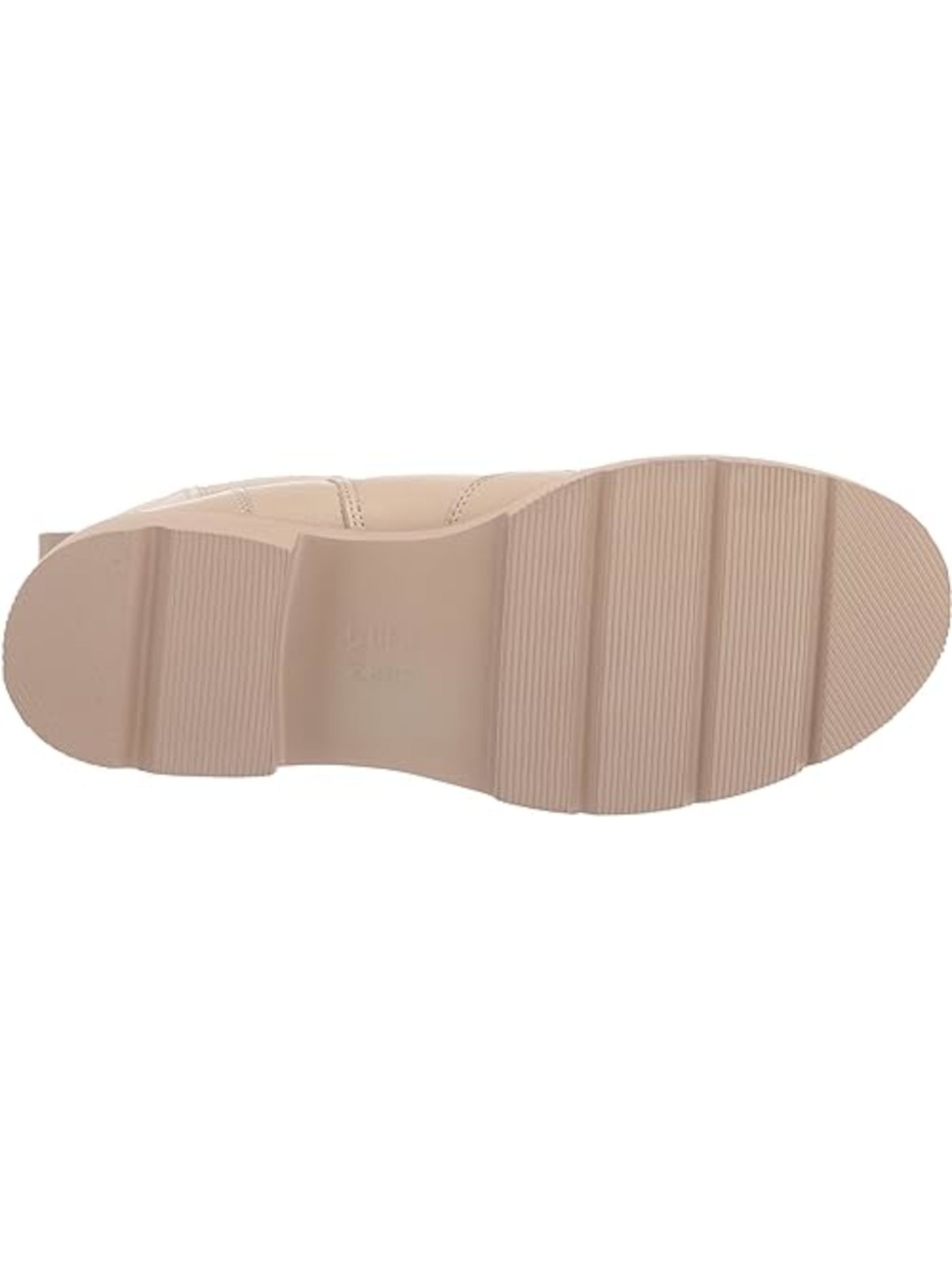 NATURAL SKIN Womens Beige Pull Tab Goring Cushioned Domino Round Toe Block Heel Leather Chelsea Boot M