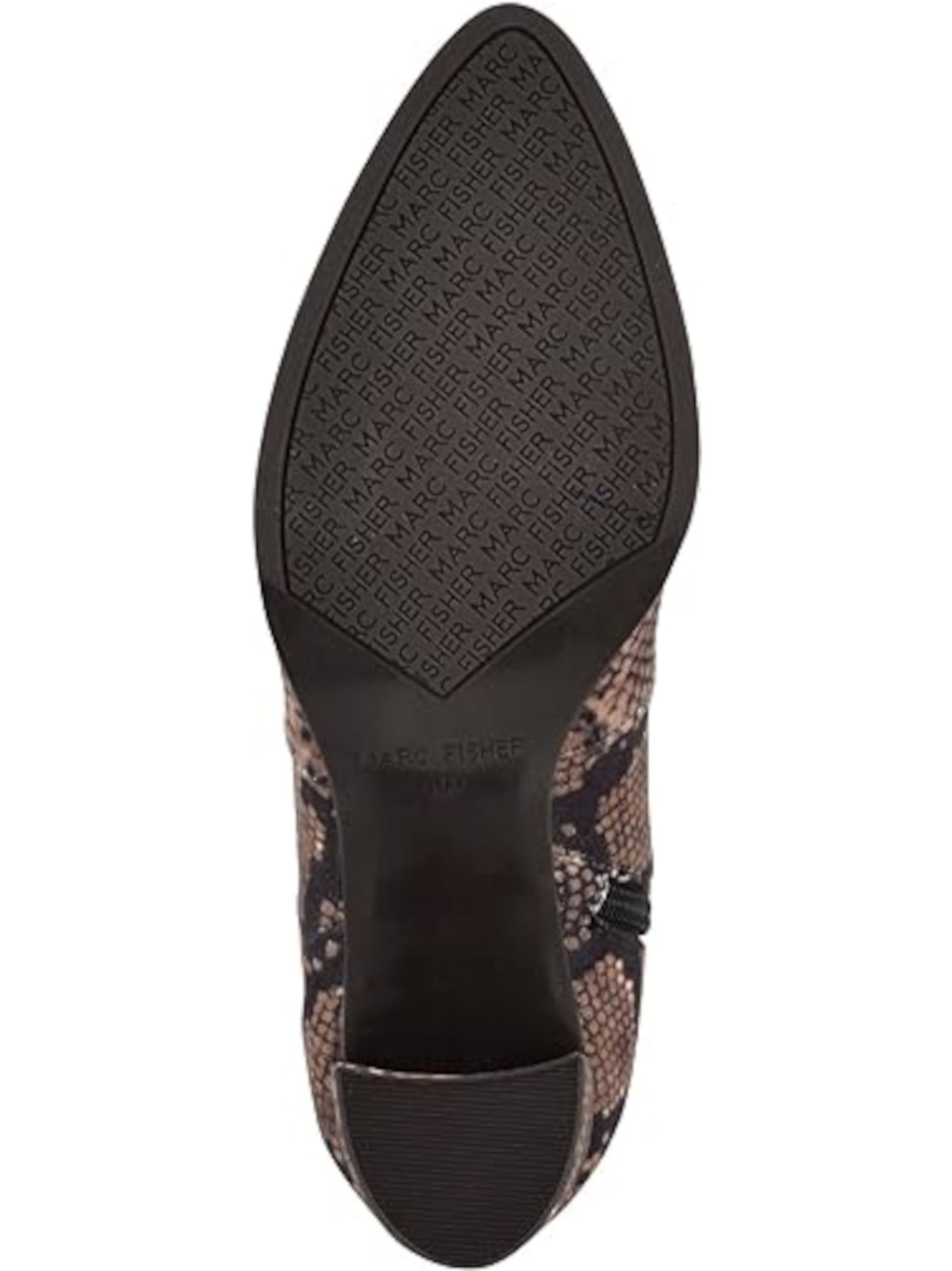 MARC FISHER Womens Brown Animal Print Goring Padded Luley Pointed Toe Block Heel Zip-Up Heeled Boots M