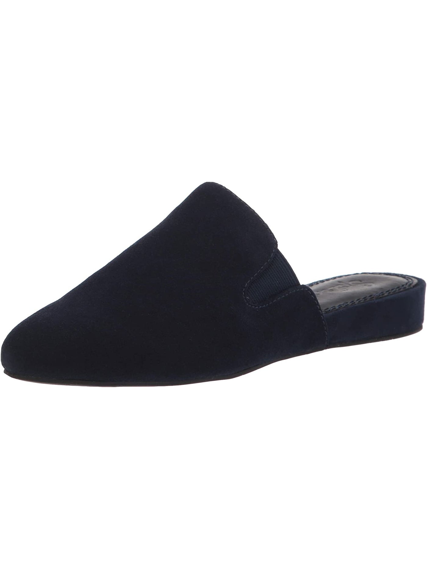 SPLENDID Womens Navy Goring Comfort Lorne Round Toe Wedge Slip On Leather Mules 6 M