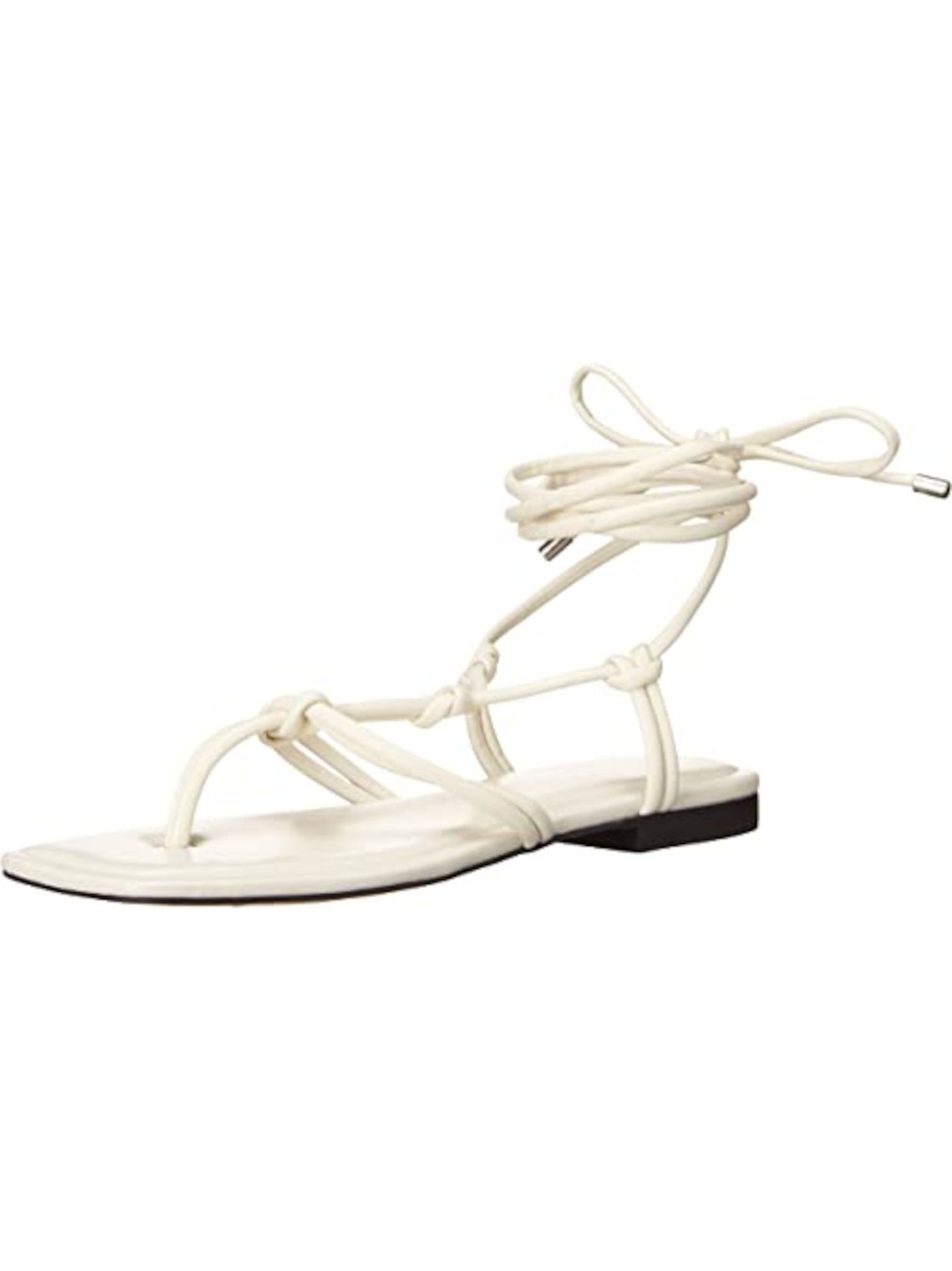 MARC FISHER Womens Ivory Strappy Padded Falina Square Toe Lace-Up Thong Sandals Shoes 5 M