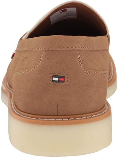 TOMMY HILFIGER Mens Beige Mixed Media Moc Toe Cushioned Sector Round Toe Platform Slip On Loafers Shoes 8