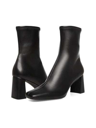 STEVE MADDEN Womens Black Seamed Front Padded Stretch Harli Square Toe Sculpted Heel Zip-Up Dress Booties 10 M