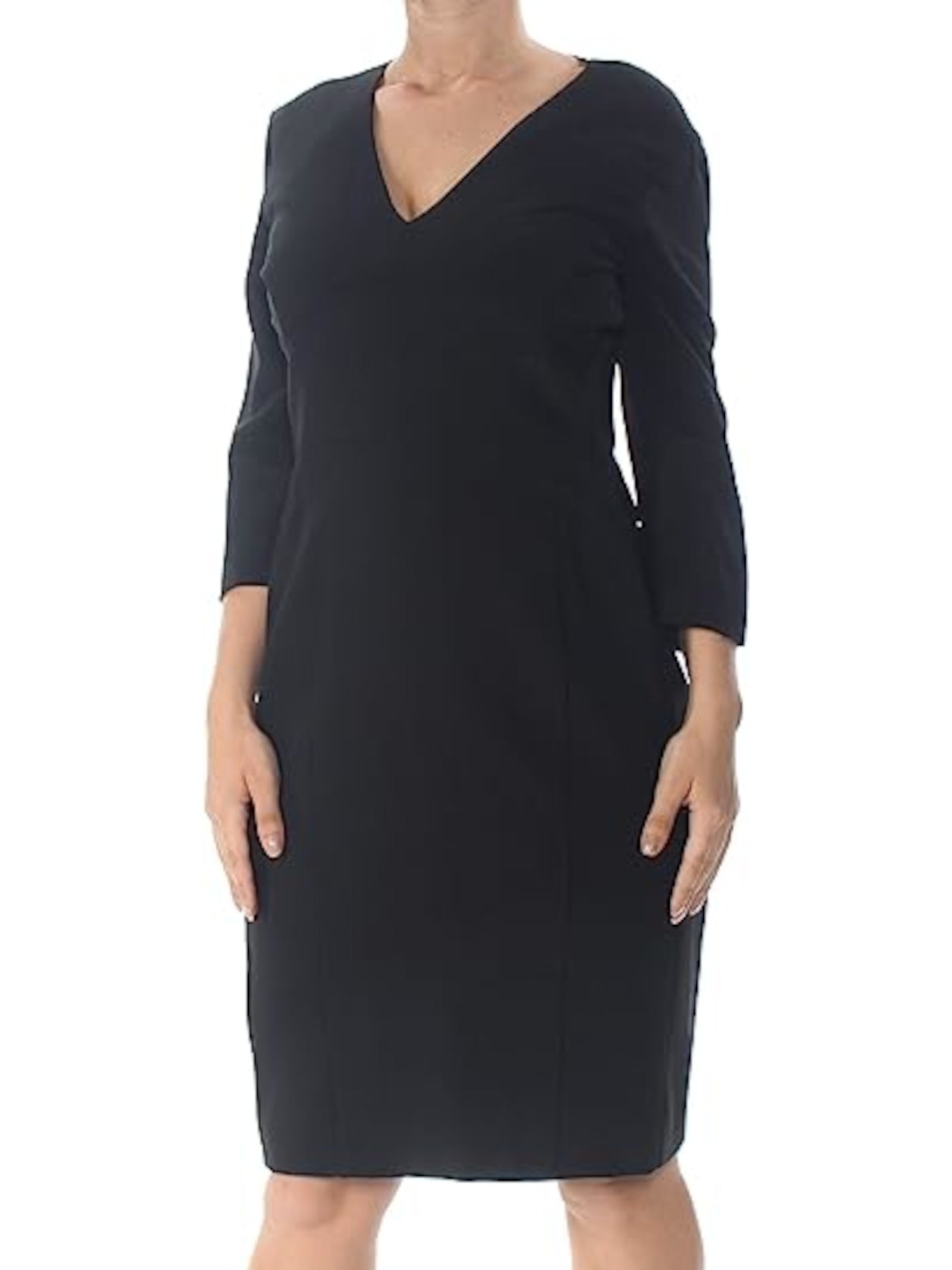 NARCISO RODRIGUEZ Womens Black Long Sleeve V Neck Knee Length Sheath Dress 12