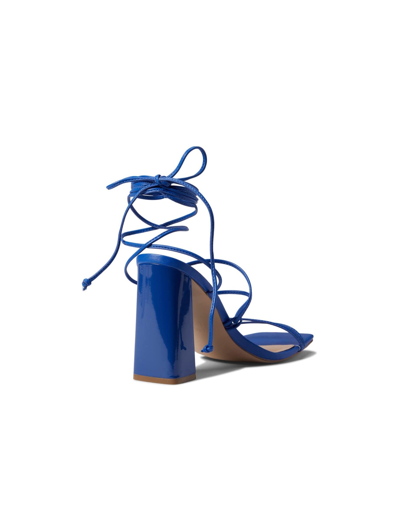 STEVE MADDEN Womens Blue Strappy Padded Leverage Square Toe Block Heel Lace-Up Heeled Sandal 6 M