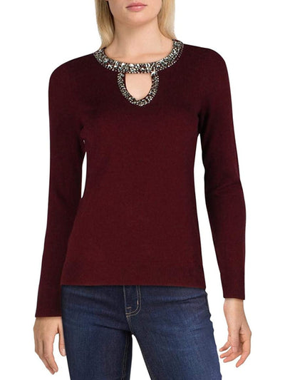 INC Womens Embellished Long Sleeve Keyhole Sweater