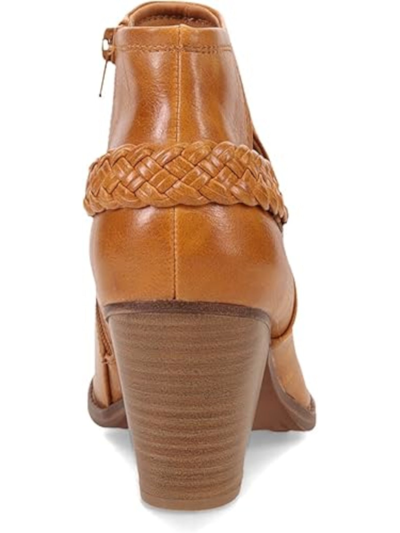 BARETRAPS Womens Brown Braided Ankle Strap Padded Cut Out Charlotte Almond Toe Block Heel Zip-Up Booties 5.5 M