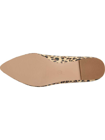 JOURNEE COLLECTION Womens Brown Leopard Print Comfort Moana Pointed Toe Slip On Ballet Flats M