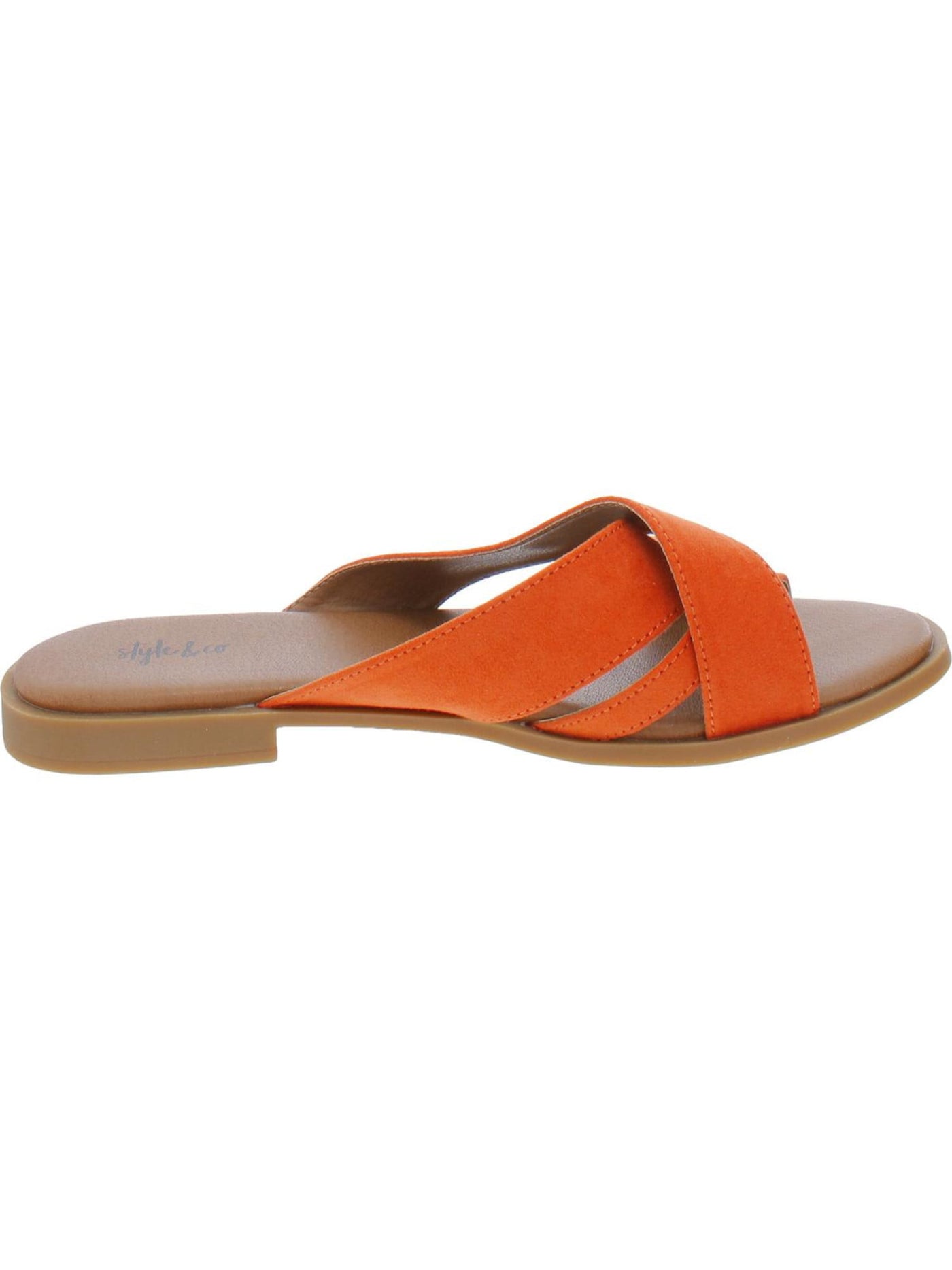 STYLE & COMPANY Womens Orange Cushioned Carolyn Round Toe Slip On Sandals Shoes 7 M