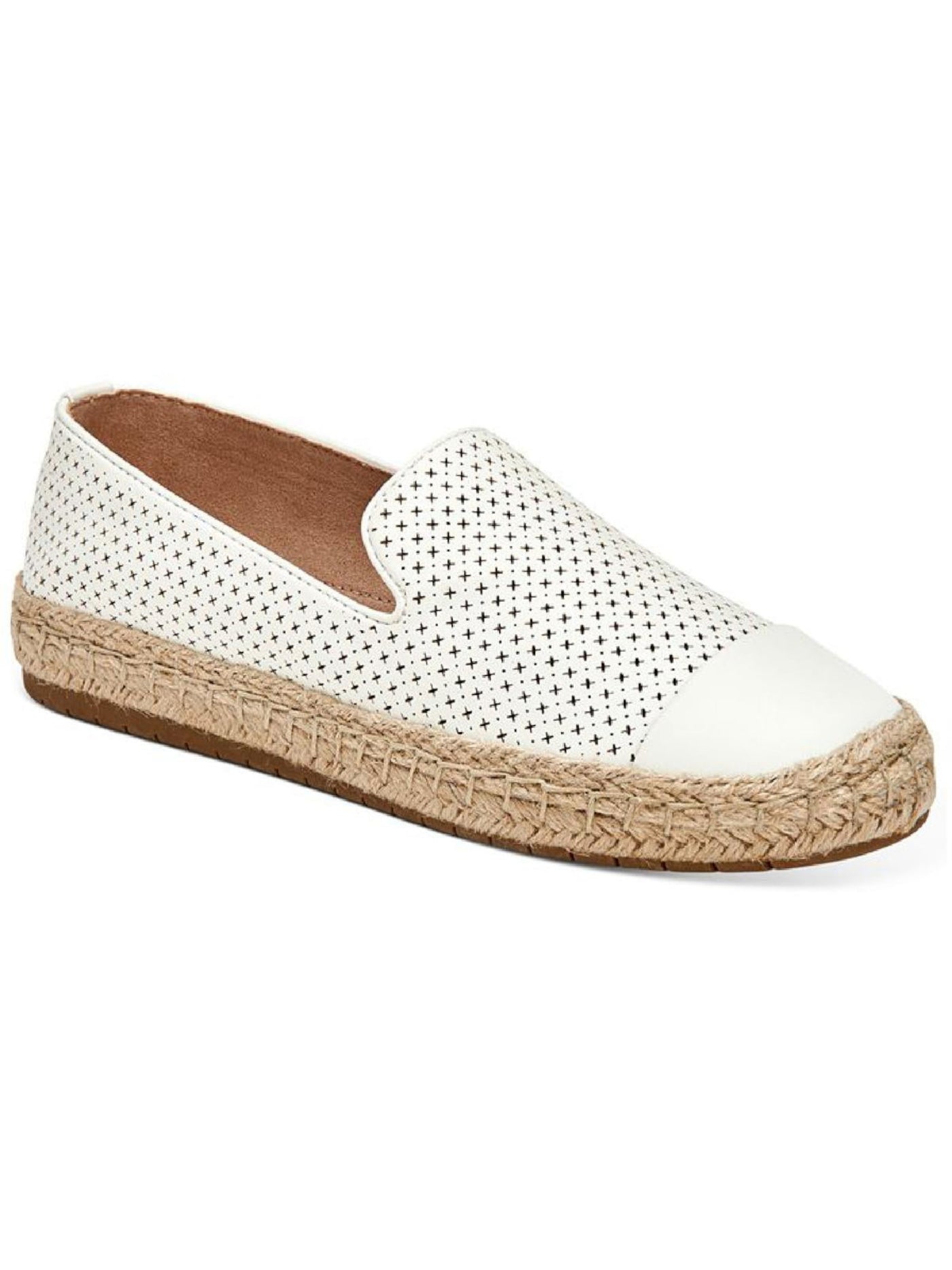 CHARTER CLUB Womens Ivory Perforated Jonii Round Toe Platform Slip On Espadrille Shoes 8 M