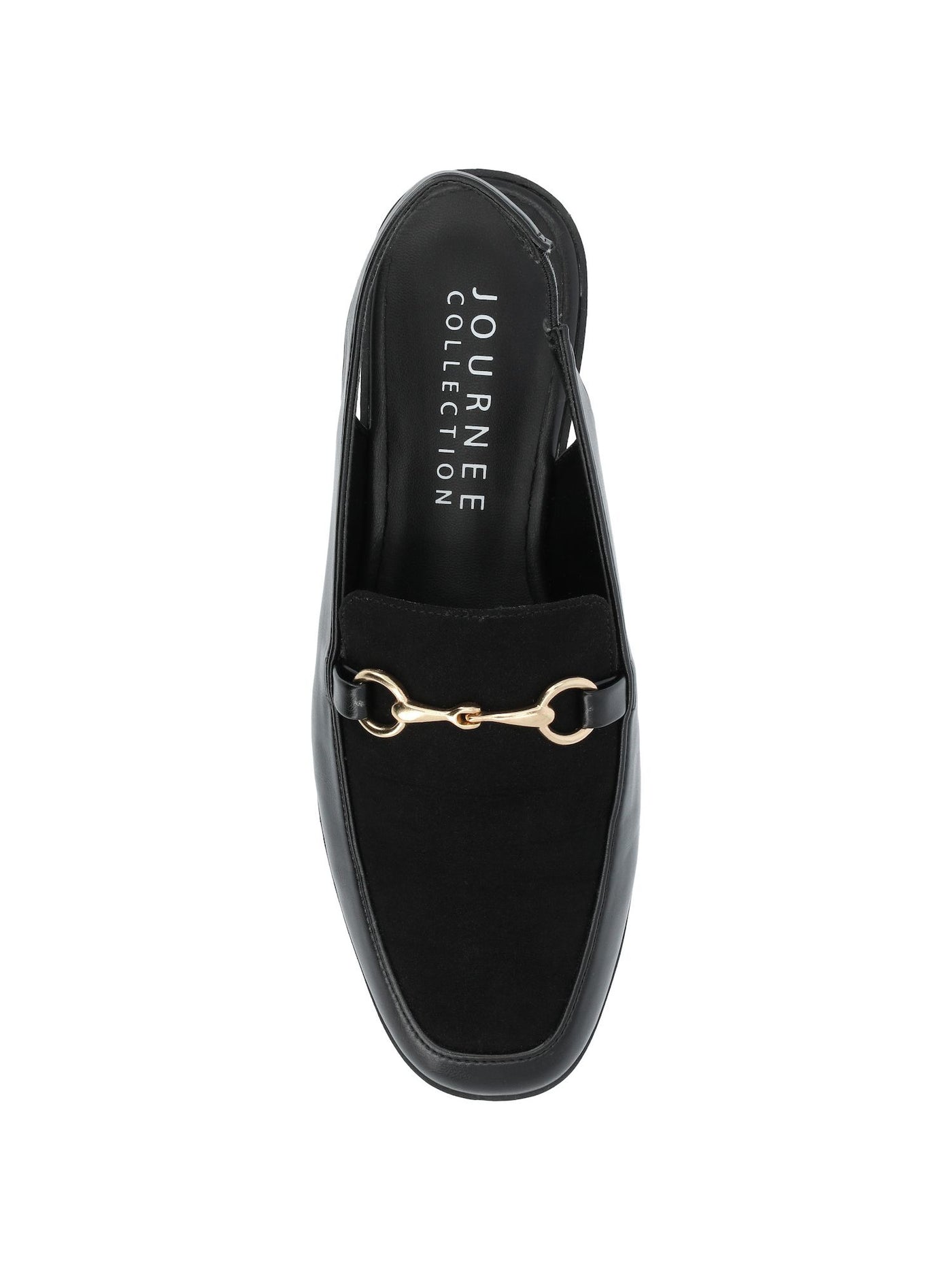 JOURNEE COLLECTION Womens Black Mixed Media Bit Hardware Goring Cushioned Lainey Square Toe Slip On Dress Slingback 8.5 M