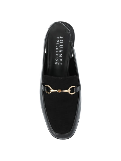 JOURNEE COLLECTION Womens Black Mixed Media Bit Hardware Goring Cushioned Lainey Square Toe Slip On Dress Slingback 8.5 M
