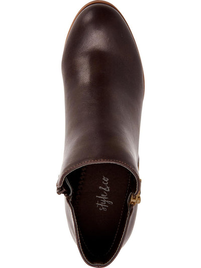 STYLE & COMPANY Womens Brown Notched At Sides Zipper Accent Masrinaa Almond Toe Block Heel Zip-Up Booties 5 M