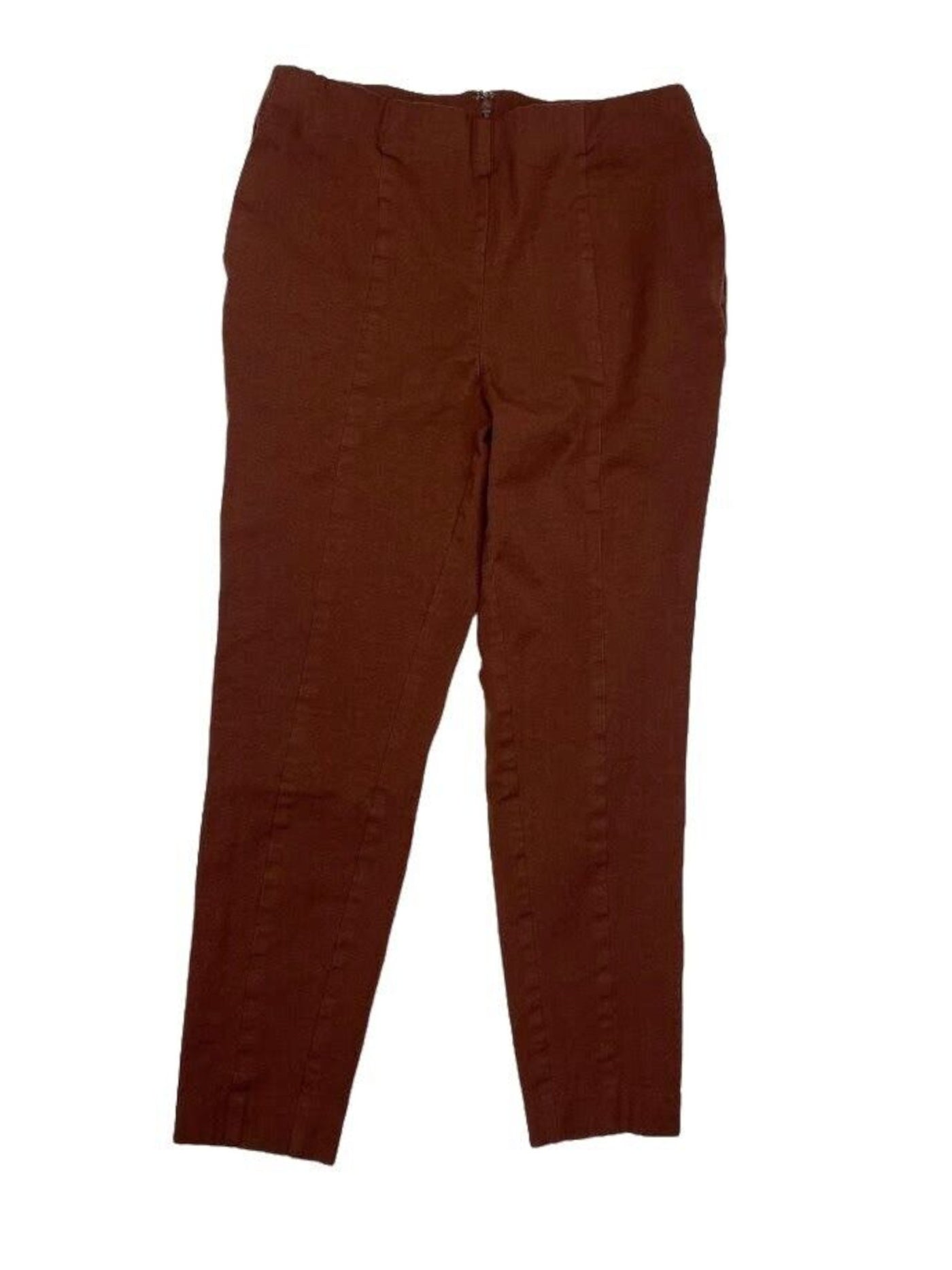 ALFANI Womens Brown Zippered Seamed Cropped Wear To Work Skinny Pants Petites 4P