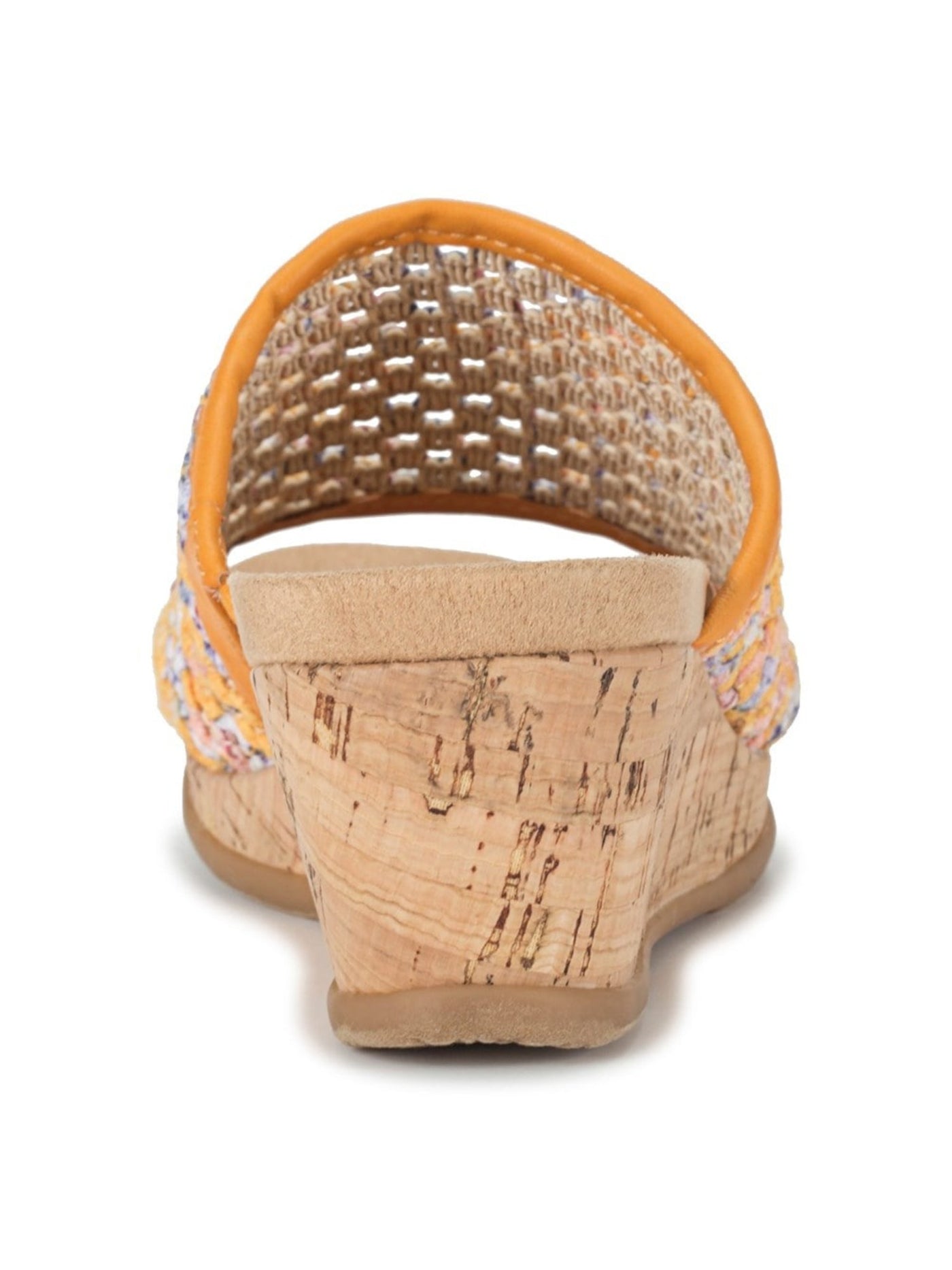 BARETRAPS Womens Gold Mixed Media Cork Wrapped Heel Goring Cushioned Breathable Flossey Open Toe Wedge Slip On Sandals Shoes 9.5 M