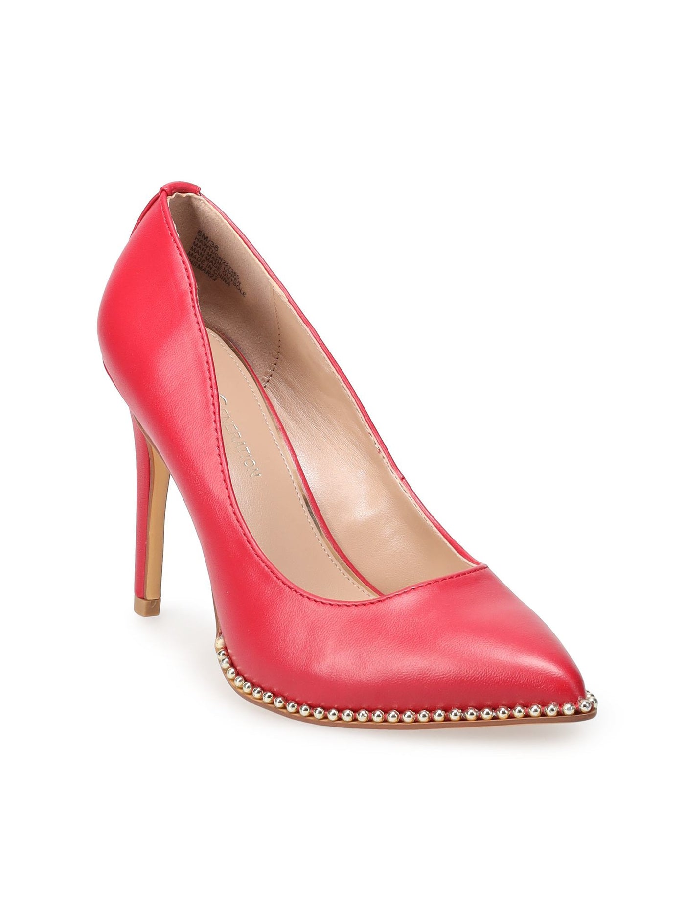BCBGENERATION Womens Red Logo Accent Beaded Padded Hawti Pointed Toe Stiletto Slip On Dress Pumps Shoes 6
