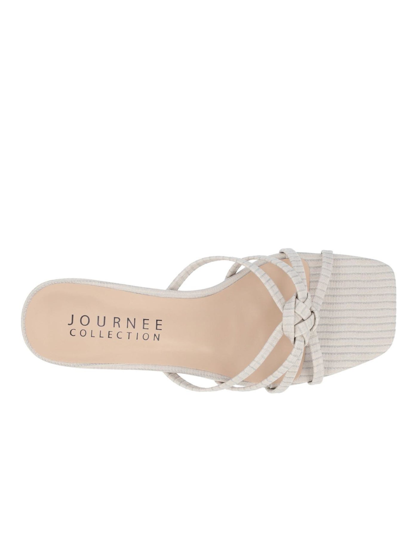 JOURNEE COLLECTION Womens Beige Striped Knot Detail Strappy Padded Blayke Square Toe Wedge Slip On Heeled Sandal 10