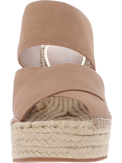 KENNETH COLE Womens Beige Crisscross Straps 1" Platform Cushioned Olivia Round Toe Wedge Slip On Leather Dress Espadrille Shoes M