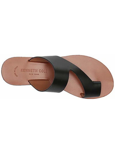 KENNETH COLE Womens Black Toe-Loop Comfort Palm Round Toe Wedge Slip On Leather Thong Sandals Shoes 6 M