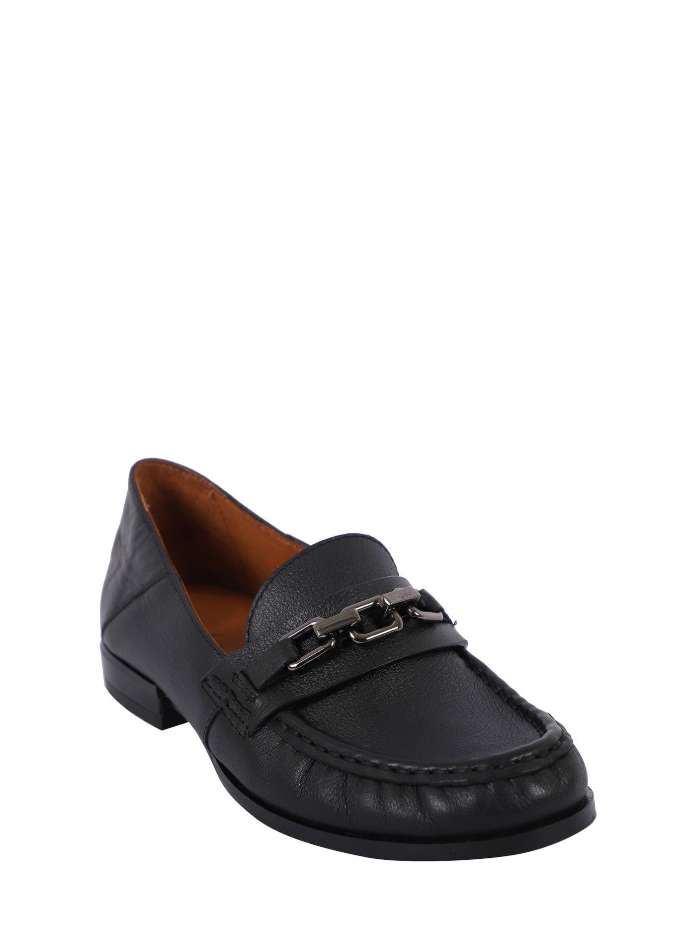 GENTLE SOULS KENNETH COLE Womens Black Chain Accent Cushioned Janella Round Toe Slip On Leather Dress Loafers Shoes 5
