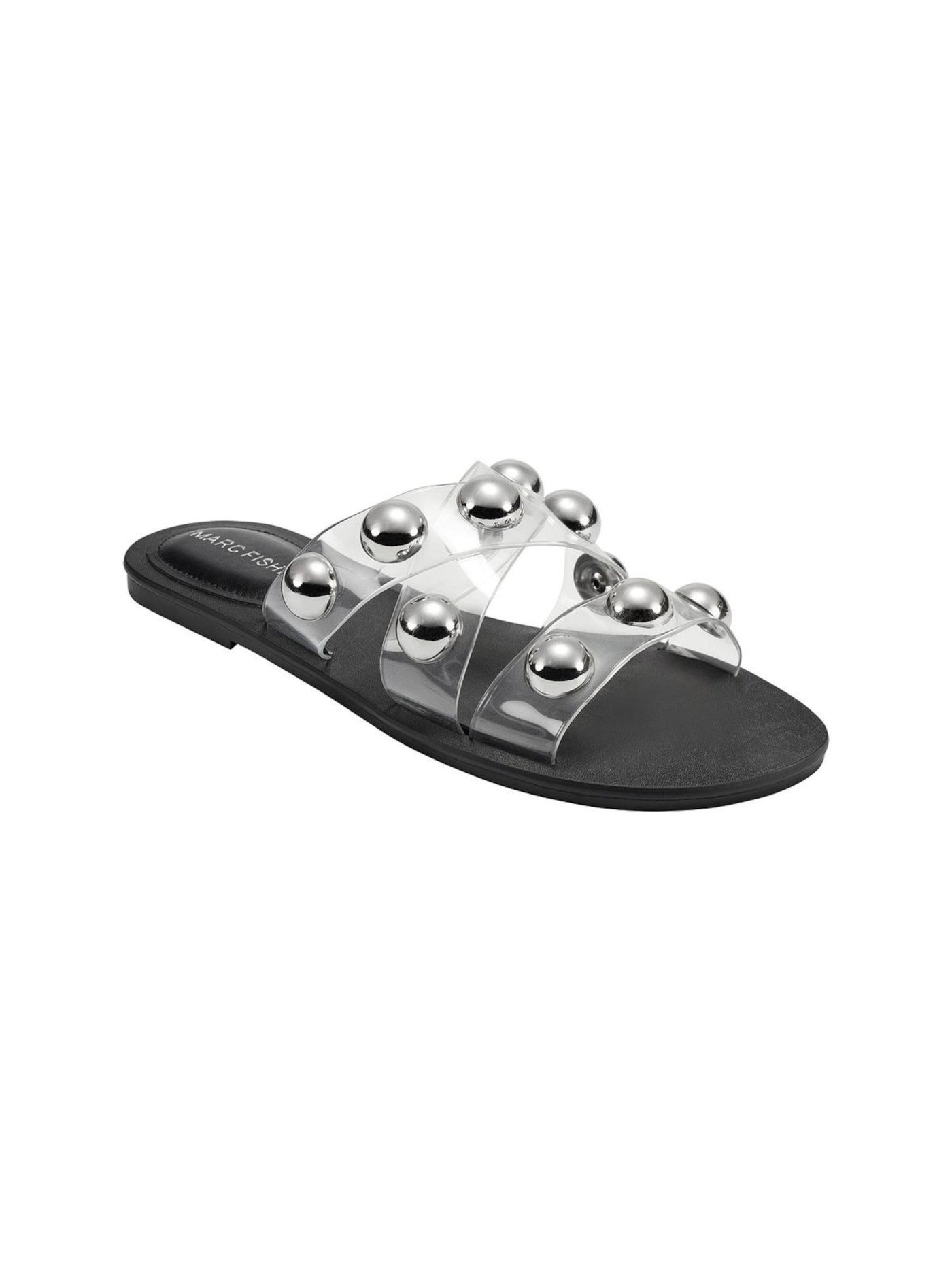 MARC FISHER Womens Clear Oversized Ornaments Bryte Round Toe Slip On Sandals Shoes 5.5 M