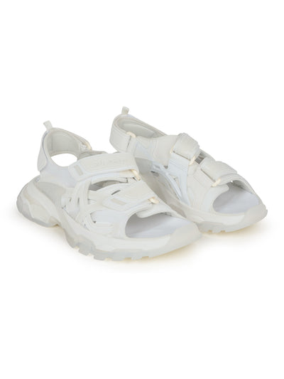 BALENCIAGA Womens White Translucent Logo Comfort Open Toe Sandals Shoes 36