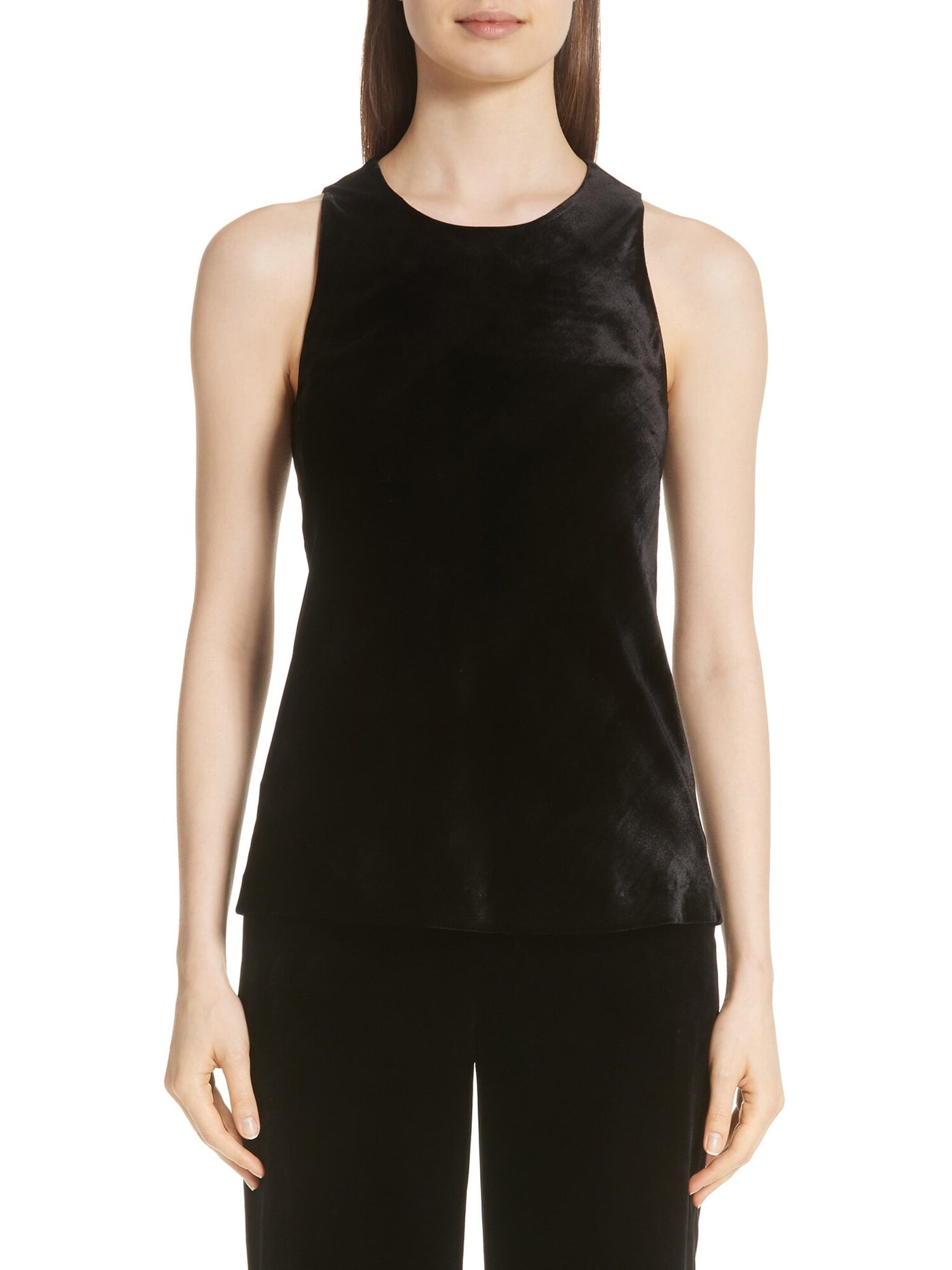 ST JOHN Womens Black Sleeveless Jewel Neck Party Top Petites Size: P